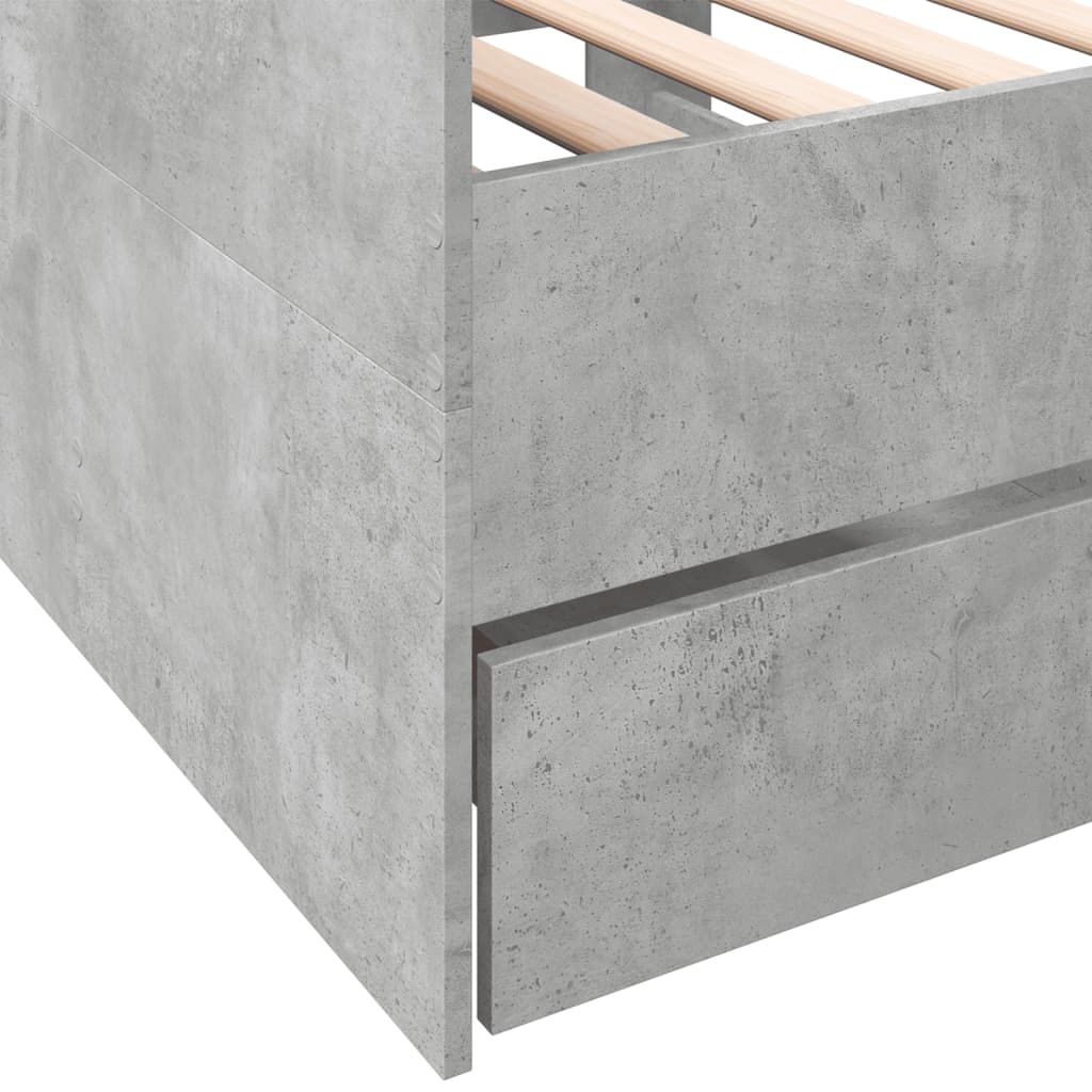 Lit de jour avec tiroirs sans matelas gris béton 100x200 cm - XIOS