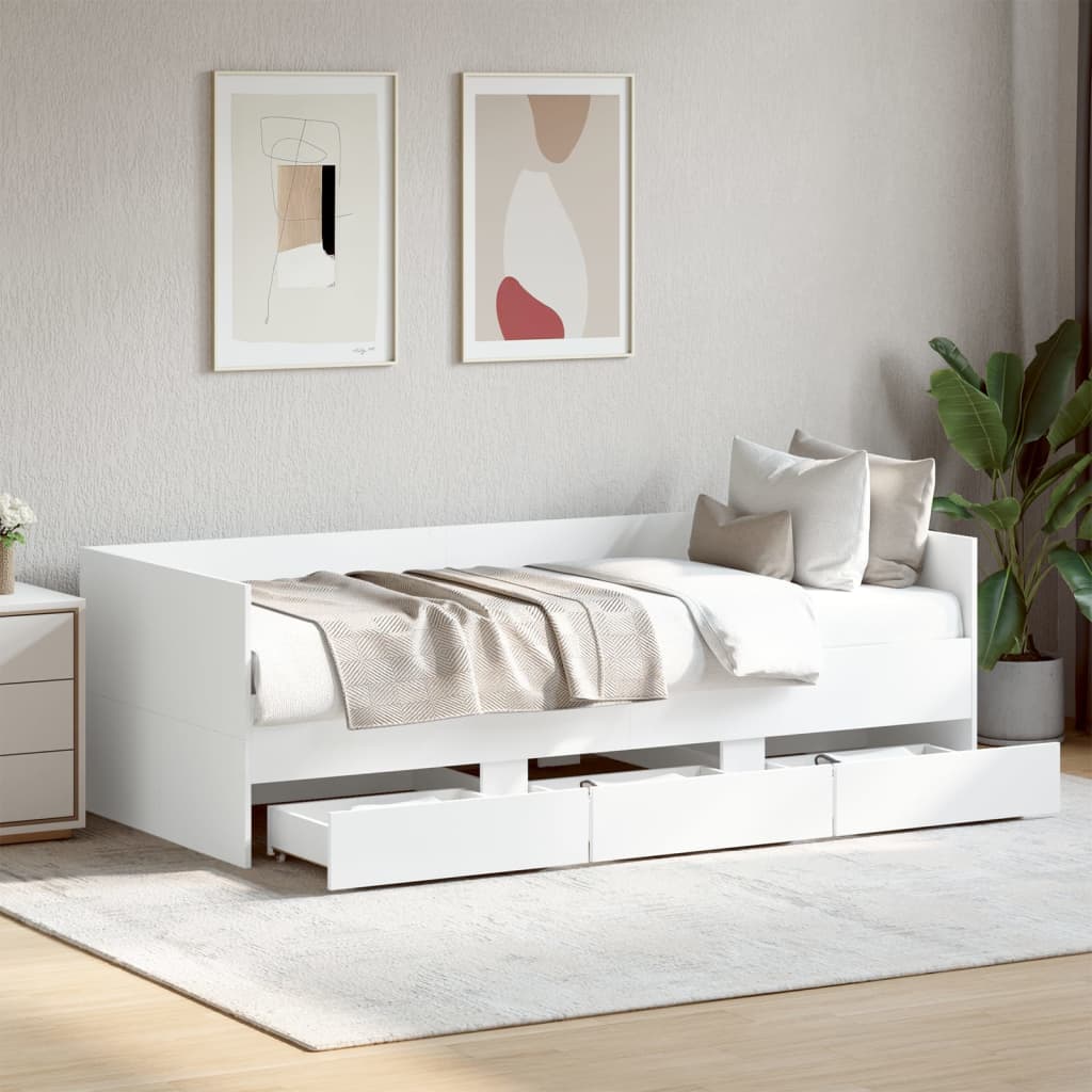 Lit de jour avec tiroirs sans matelas blanc 90x200 cm - XIOS