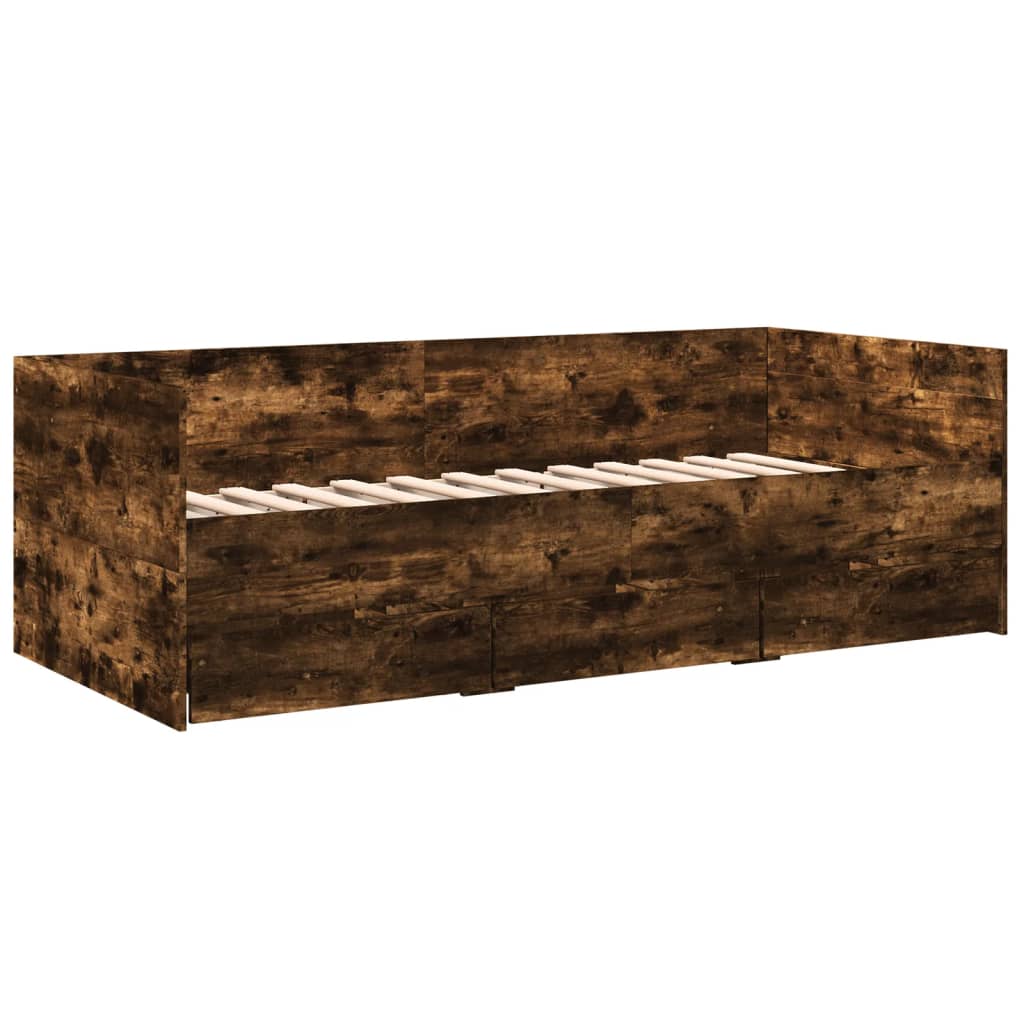 Lit de jour avec tiroirs sans matelas chêne fumé 90x200 cm - XIOS