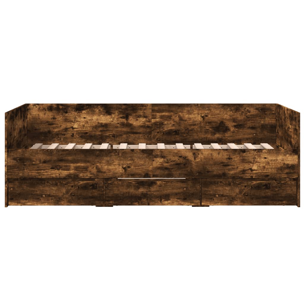 Lit de jour avec tiroirs sans matelas chêne fumé 90x200 cm - XIOS