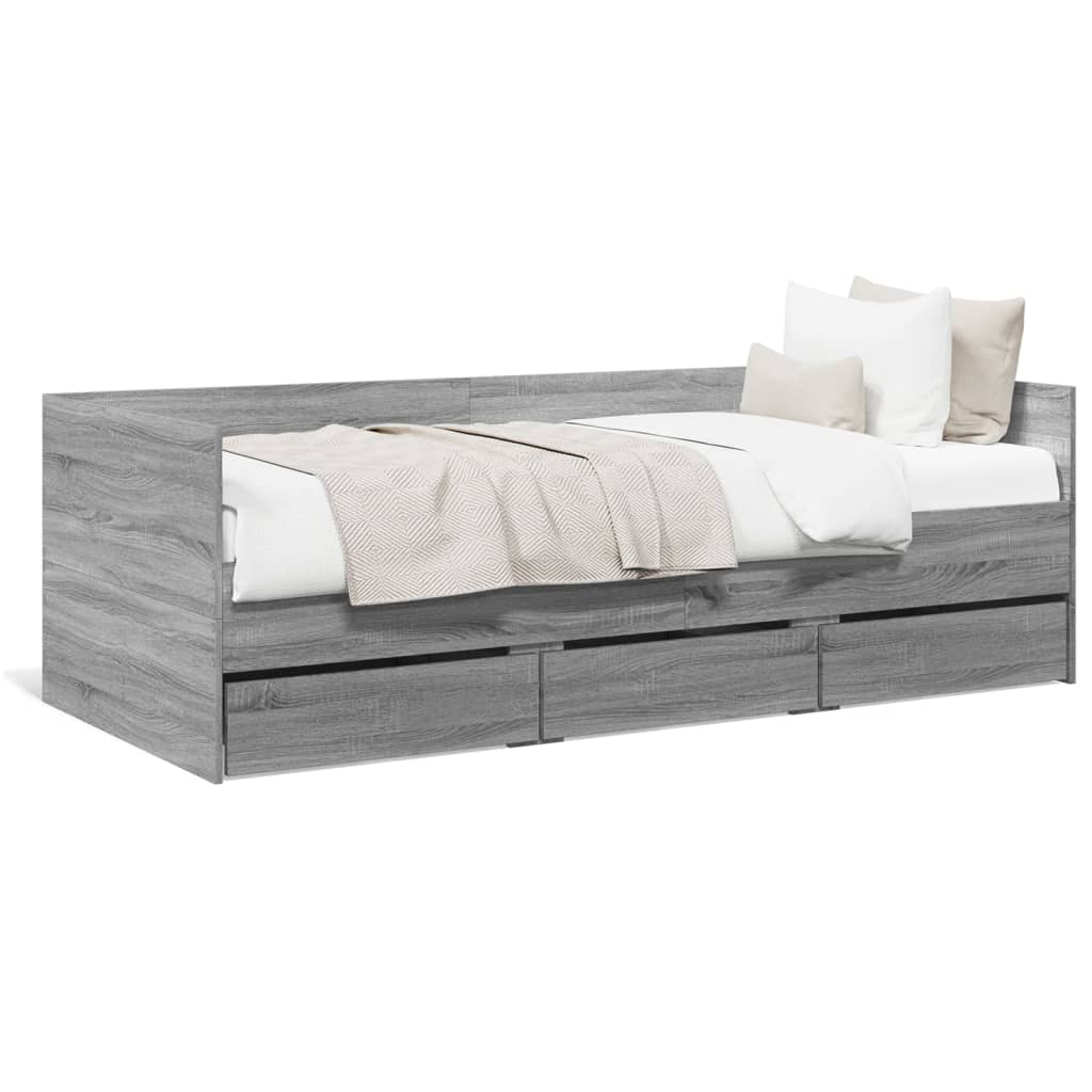 Lit de jour avec tiroirs sans matelas sonoma gris 90x200 cm - XIOS