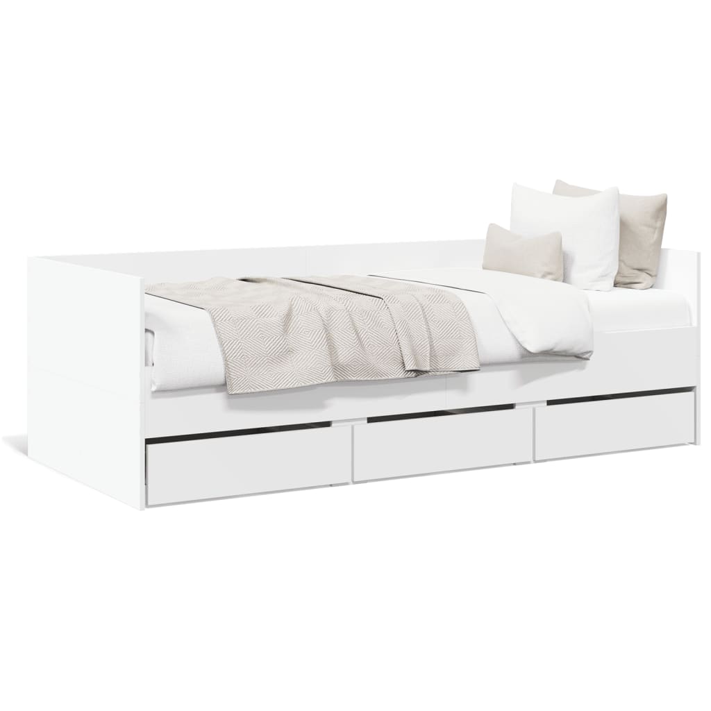 Lit de jour avec tiroirs sans matelas blanc 90x190 cm - XIOS