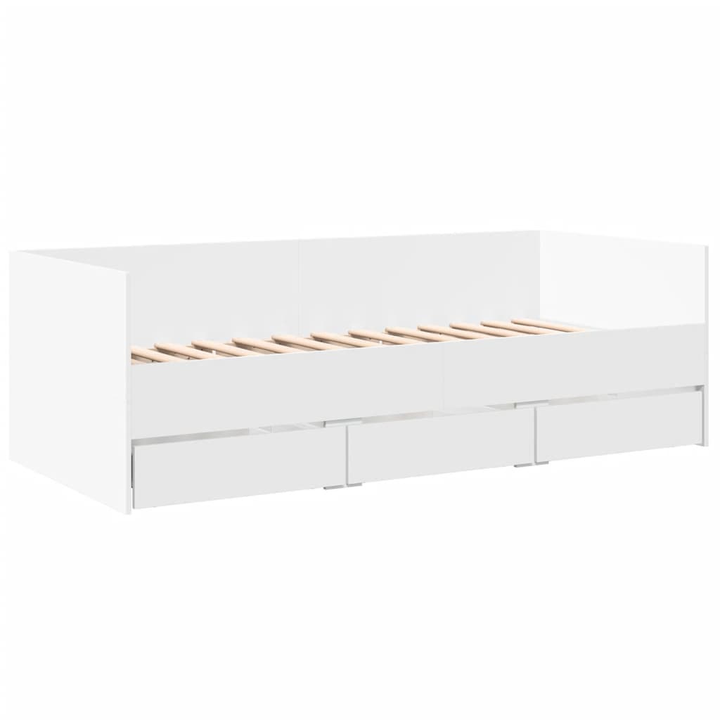 Lit de jour avec tiroirs sans matelas blanc 90x190 cm - XIOS