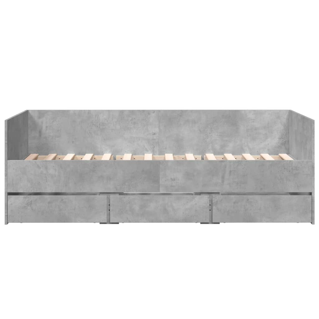 Lit de jour avec tiroirs sans matelas gris béton 90x190 cm - XIOS