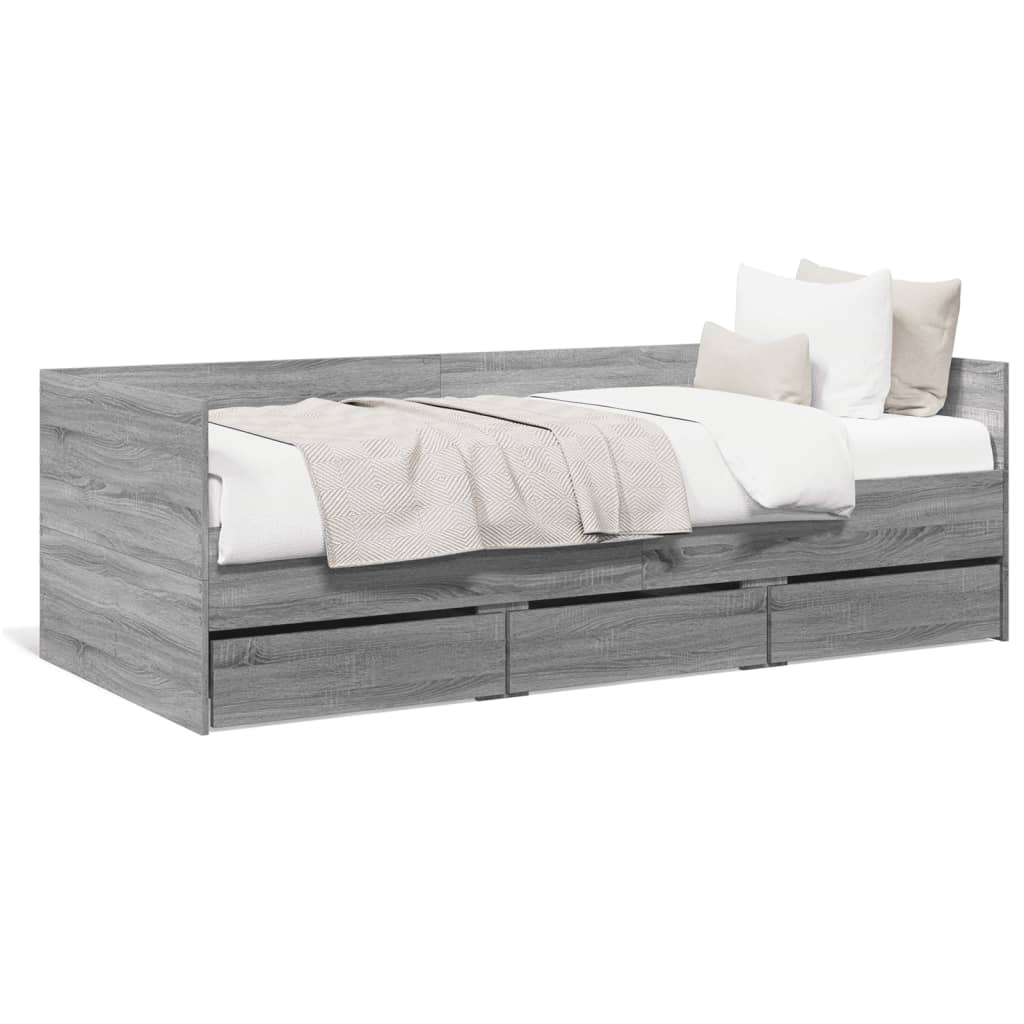 Lit de jour avec tiroirs sans matelas sonoma gris 90x190 cm - XIOS