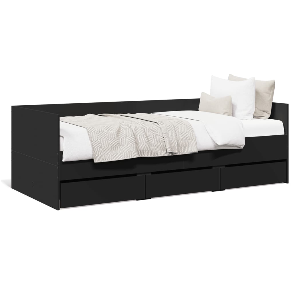 Lit de jour avec tiroirs sans matelas noir 75x190 cm - XIOS