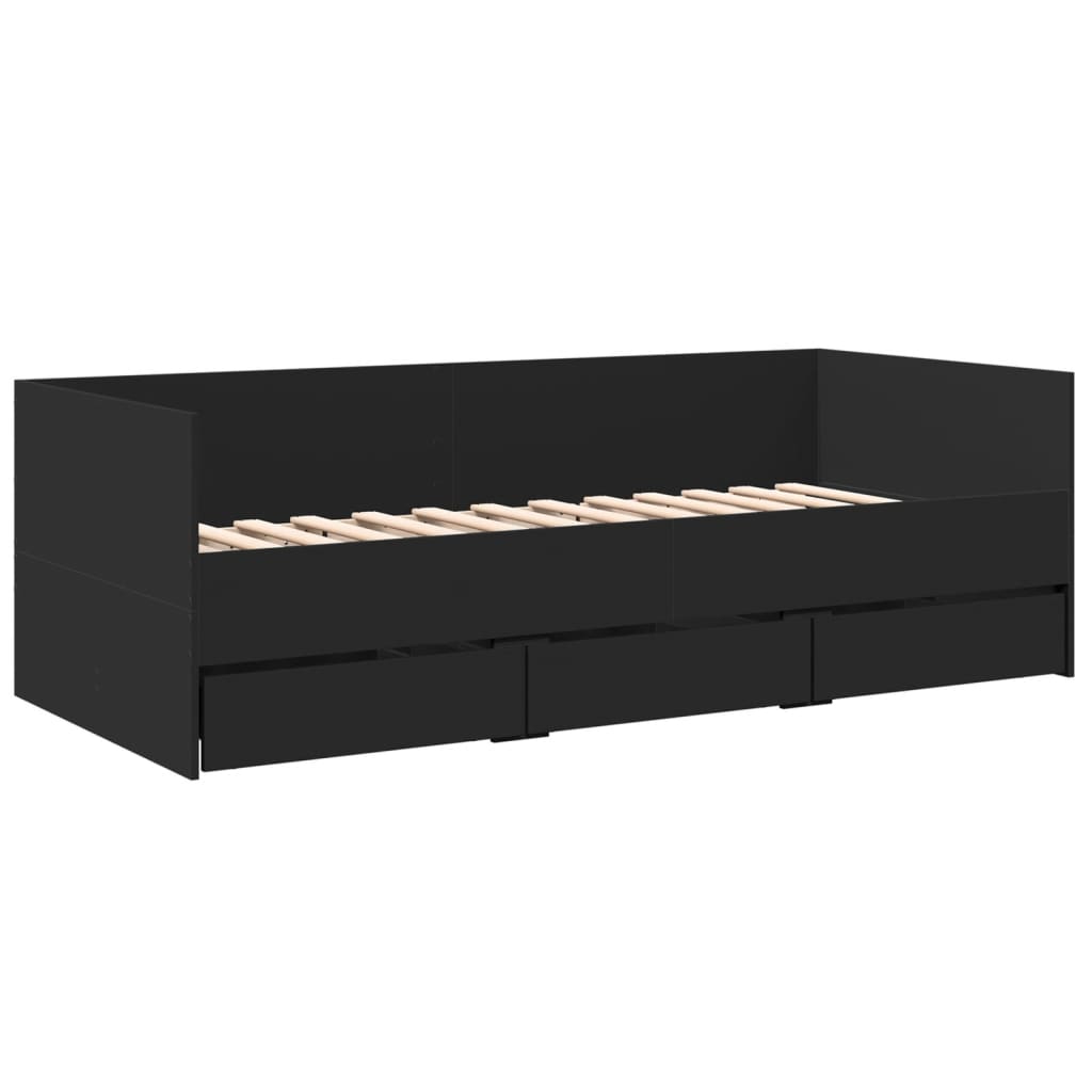 Lit de jour avec tiroirs sans matelas noir 75x190 cm - XIOS