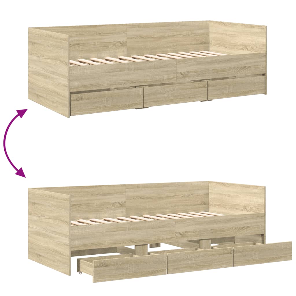 Lit de jour avec tiroirs sans matelas chêne sonoma 75x190 cm - XIOS