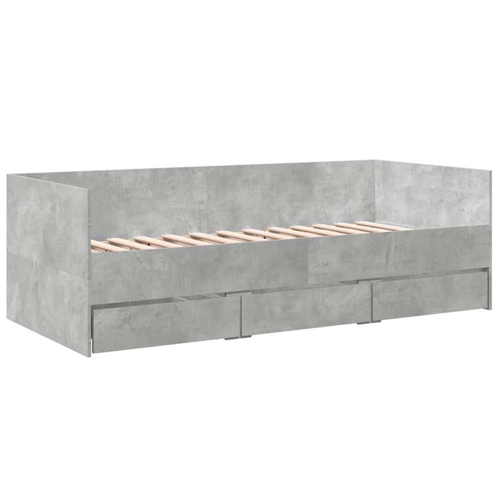 Lit de jour avec tiroirs sans matelas gris béton 75x190 cm - XIOS