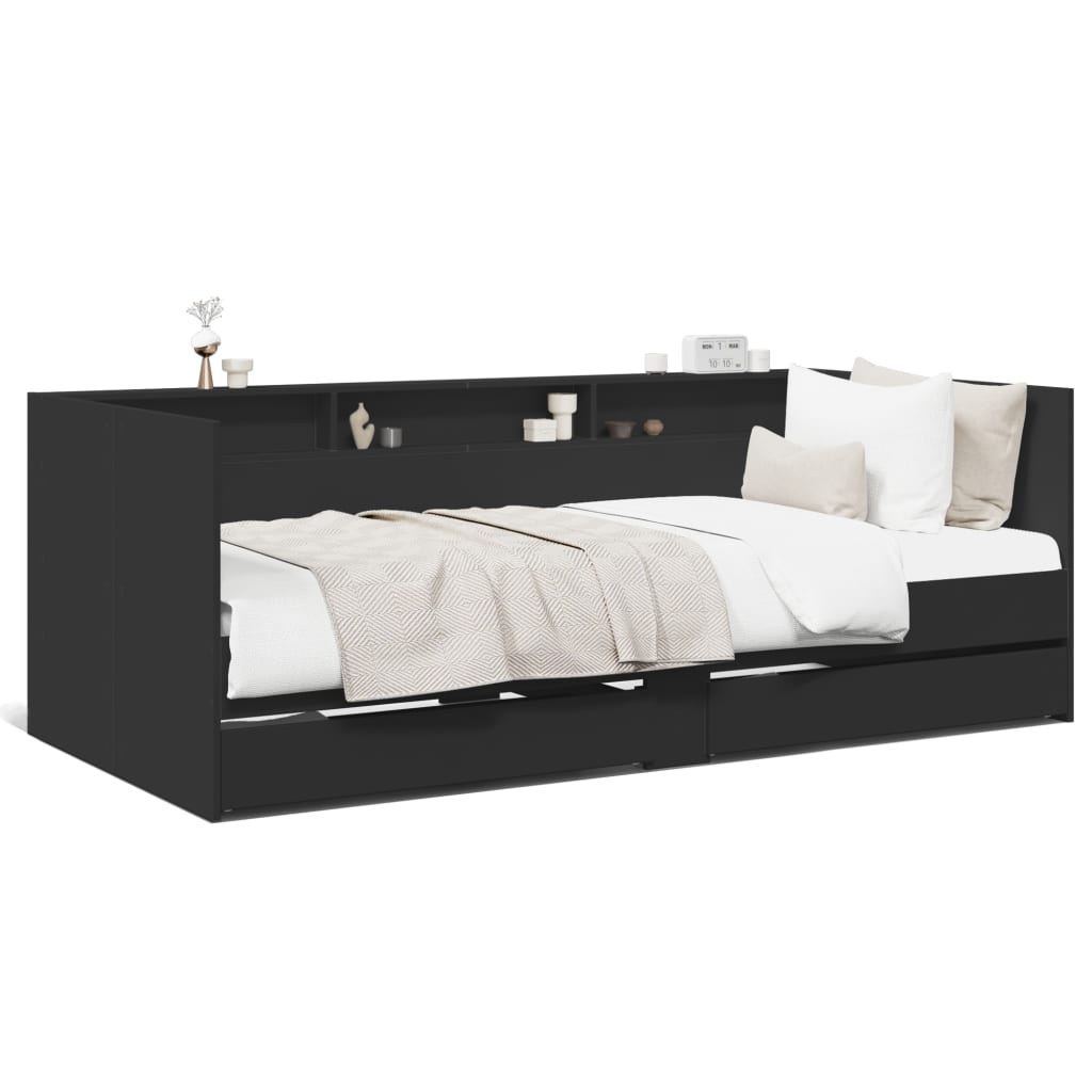 Lit de jour avec tiroirs sans matelas noir 90x200 cm - XIOS