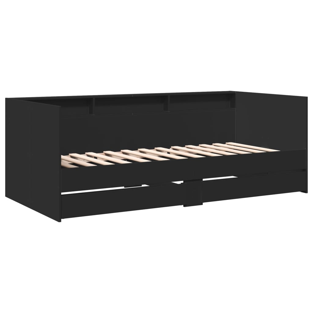 Lit de jour avec tiroirs sans matelas noir 90x200 cm - XIOS
