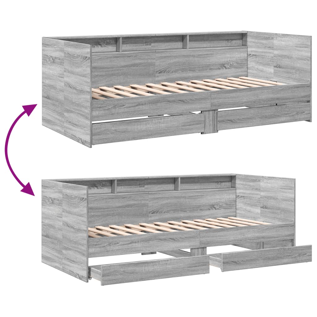 Lit de jour avec tiroirs sans matelas sonoma gris 90x200 cm - XIOS