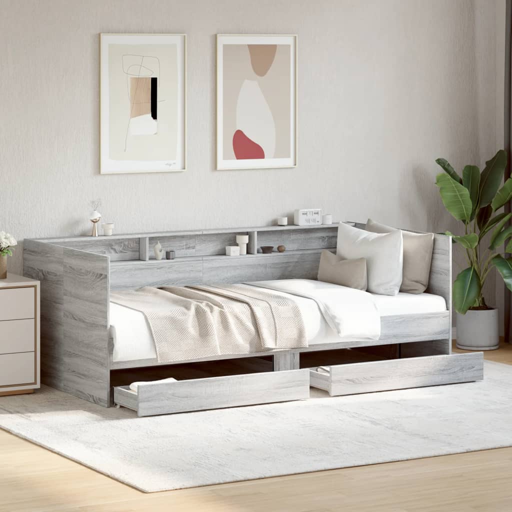 Lit de jour avec tiroirs sans matelas sonoma gris 90x200 cm - XIOS