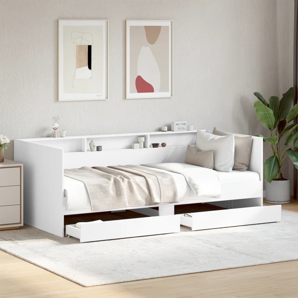 Lit de jour avec tiroirs sans matelas blanc 90x190 cm - XIOS