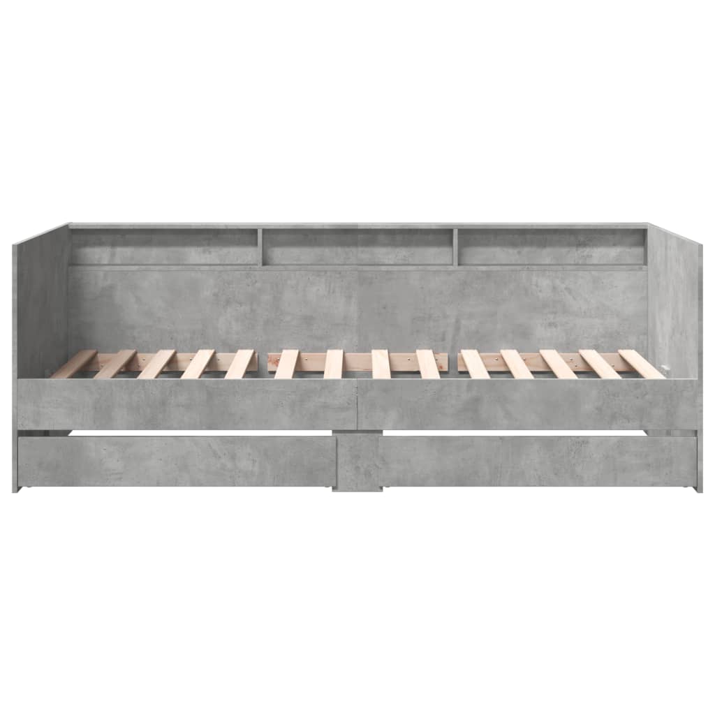 Lit de jour avec tiroirs sans matelas gris béton 75x190 cm - XIOS
