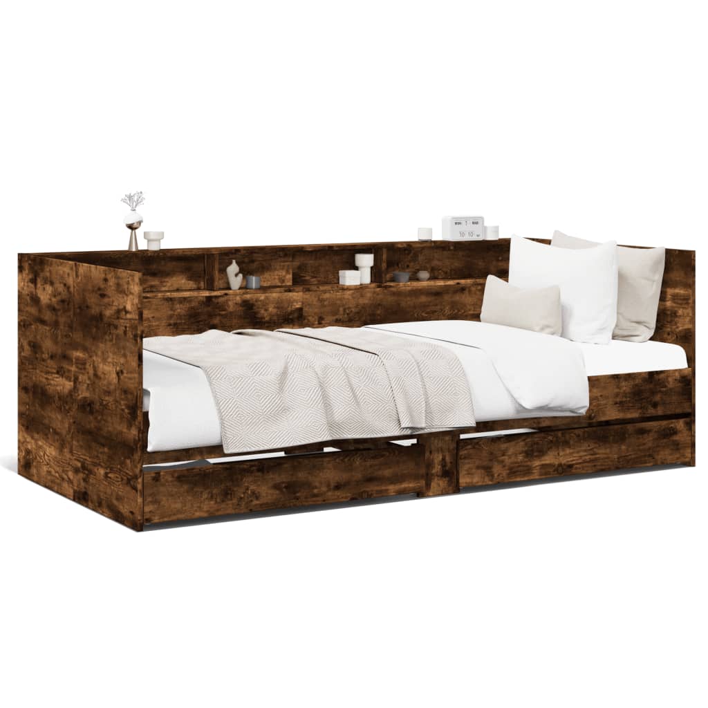 Lit de jour avec tiroirs sans matelas chêne fumé 75x190 cm - XIOS