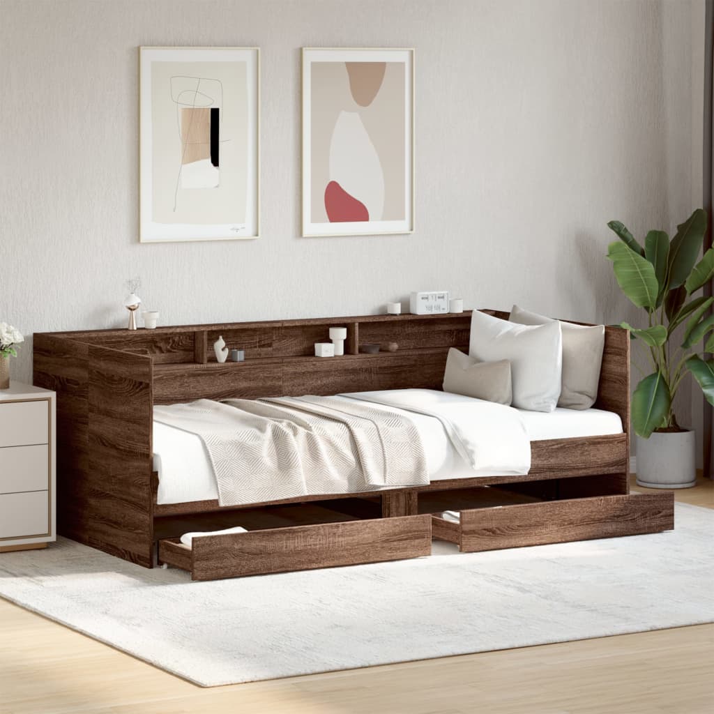 Lit de jour avec tiroirs sans matelas chêne marron 75x190 cm - XIOS