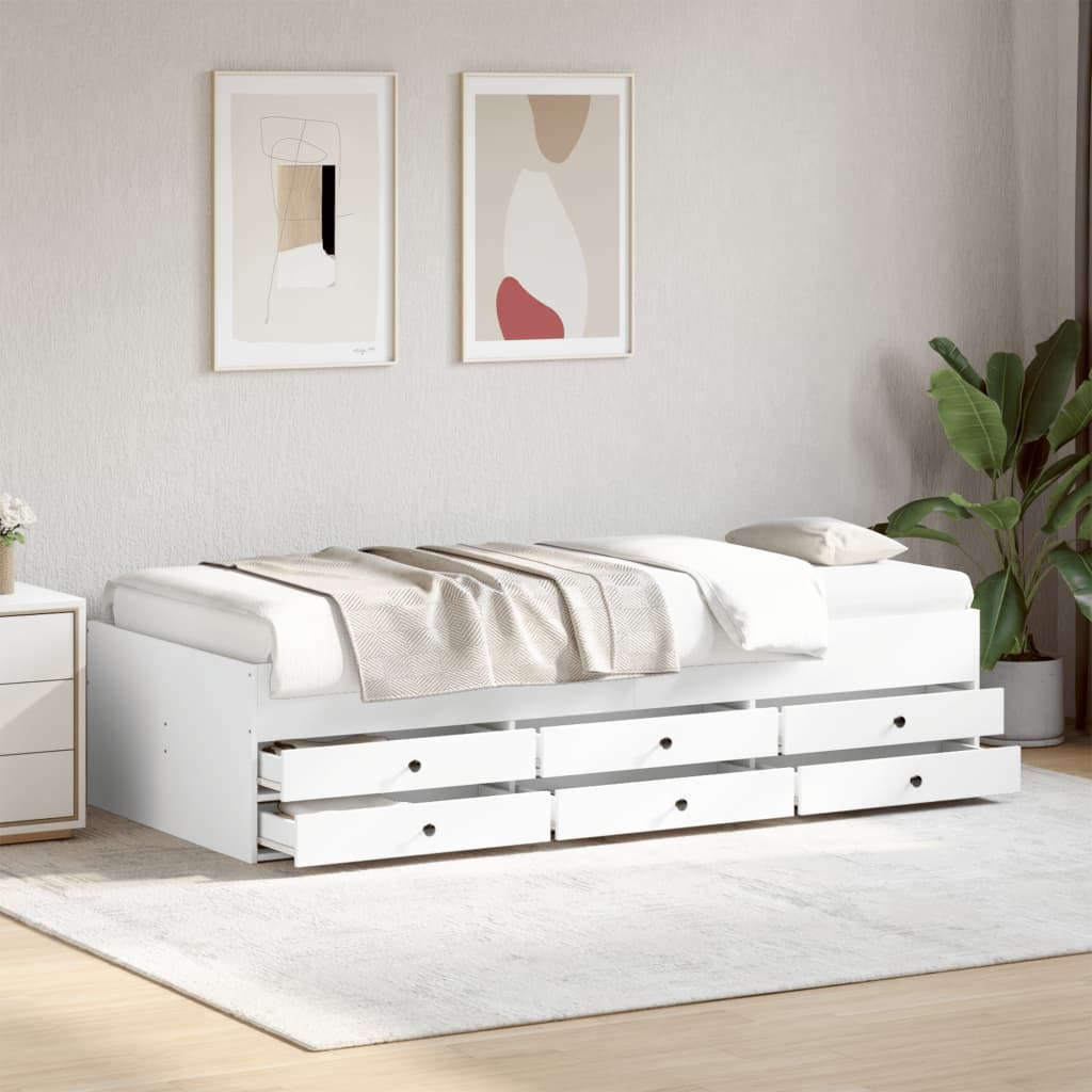 Lit de jour avec tiroirs sans matelas blanc 100x200 cm - XIOS
