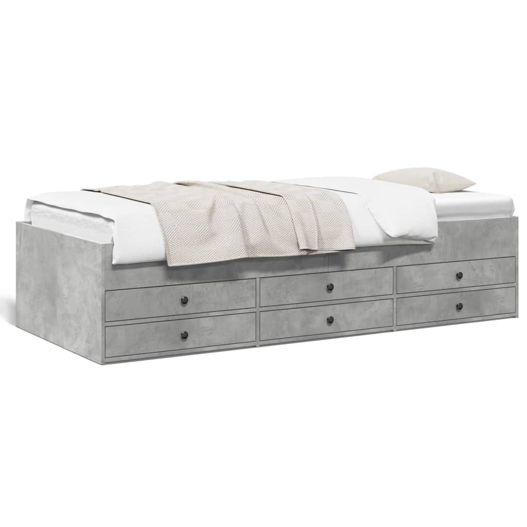 Lit de jour avec tiroirs sans matelas gris béton 100x200 cm - XIOS