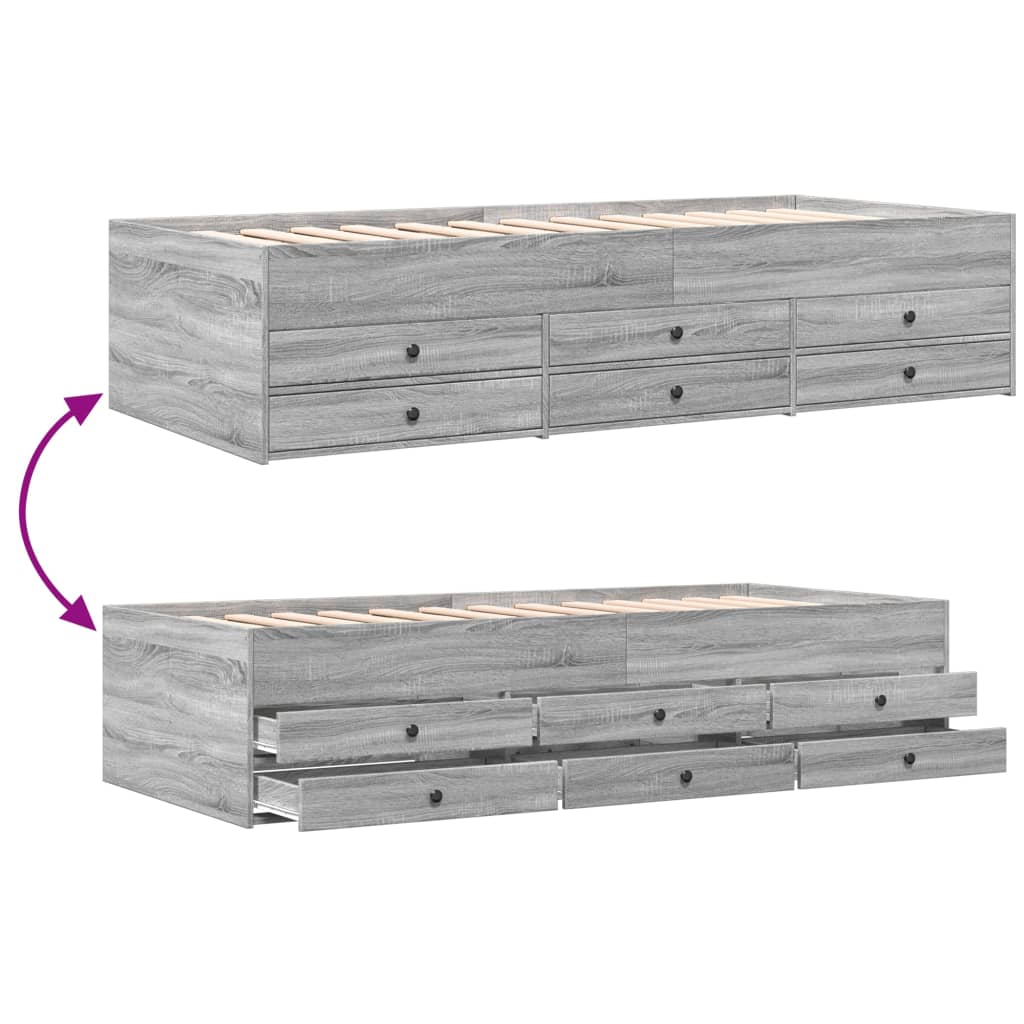 Lit de jour avec tiroirs sans matelas sonoma gris 100x200 cm - XIOS