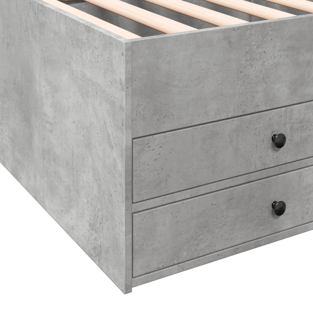 Lit de jour avec tiroirs sans matelas gris béton 90x200 cm - XIOS