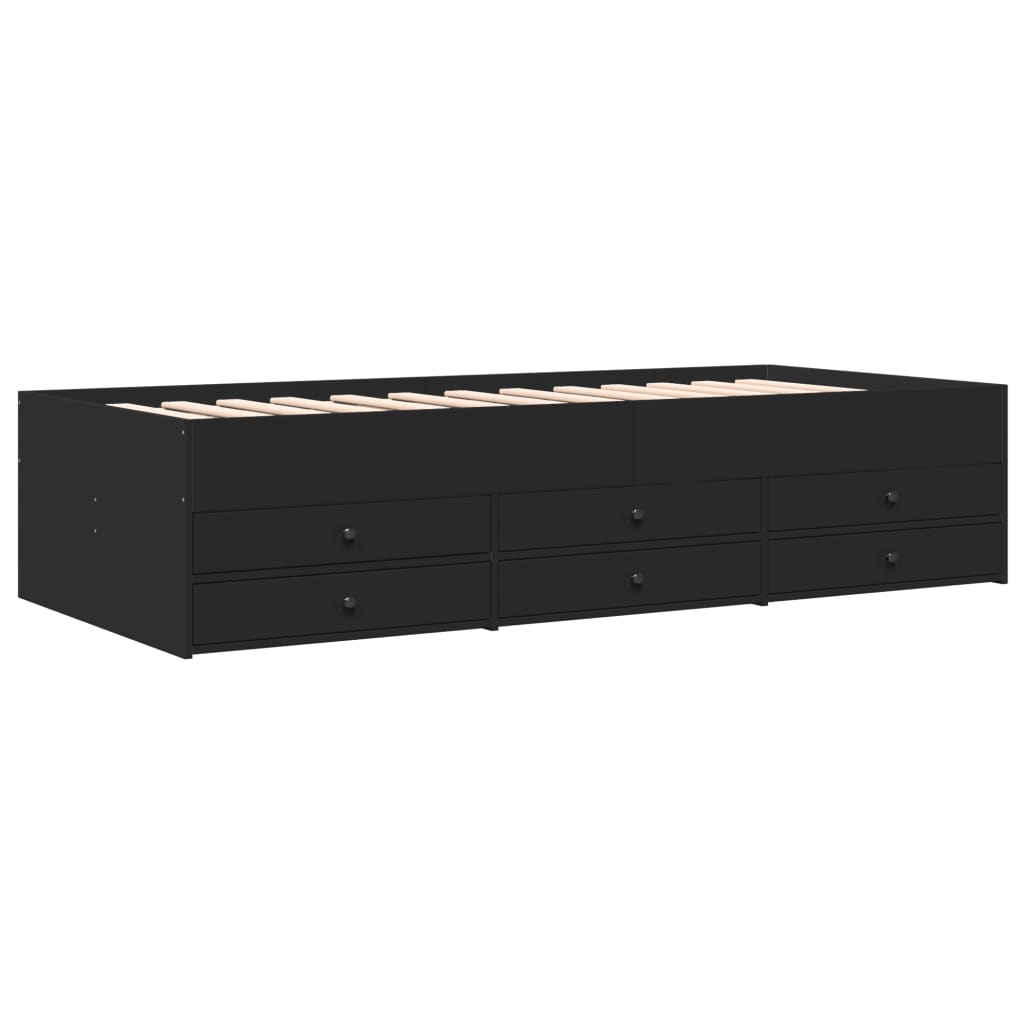Lit de jour avec tiroirs sans matelas noir 90x190 cm - XIOS