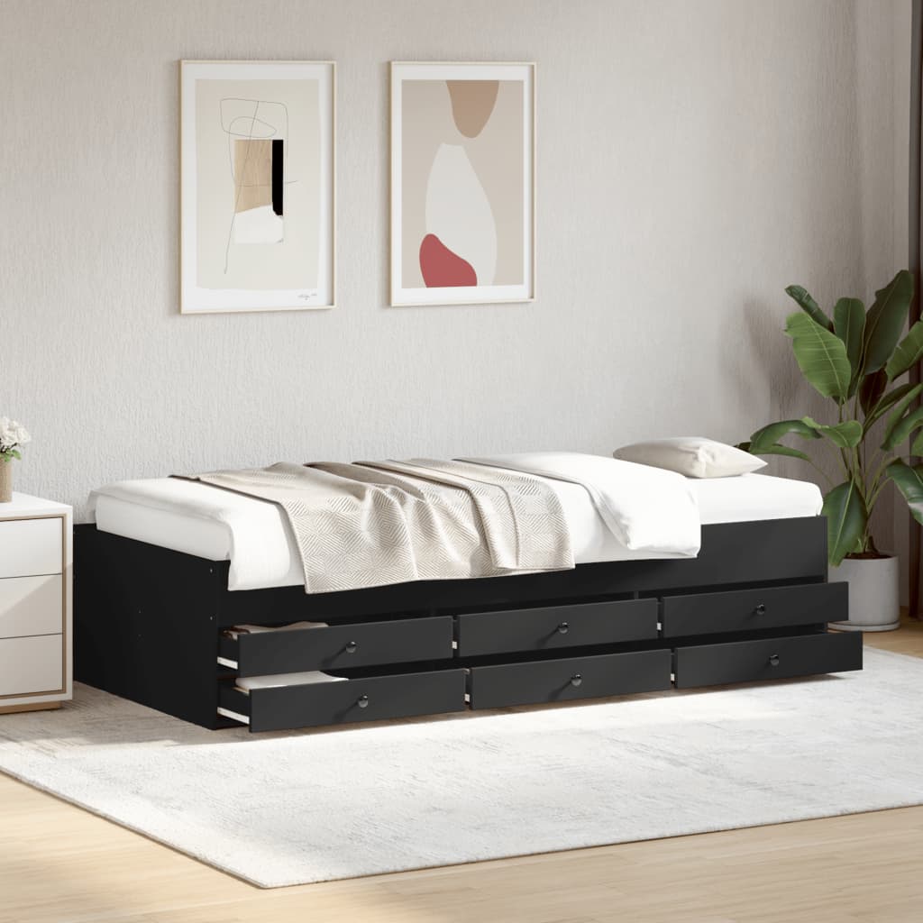 Lit de jour avec tiroirs sans matelas noir 90x190 cm - XIOS