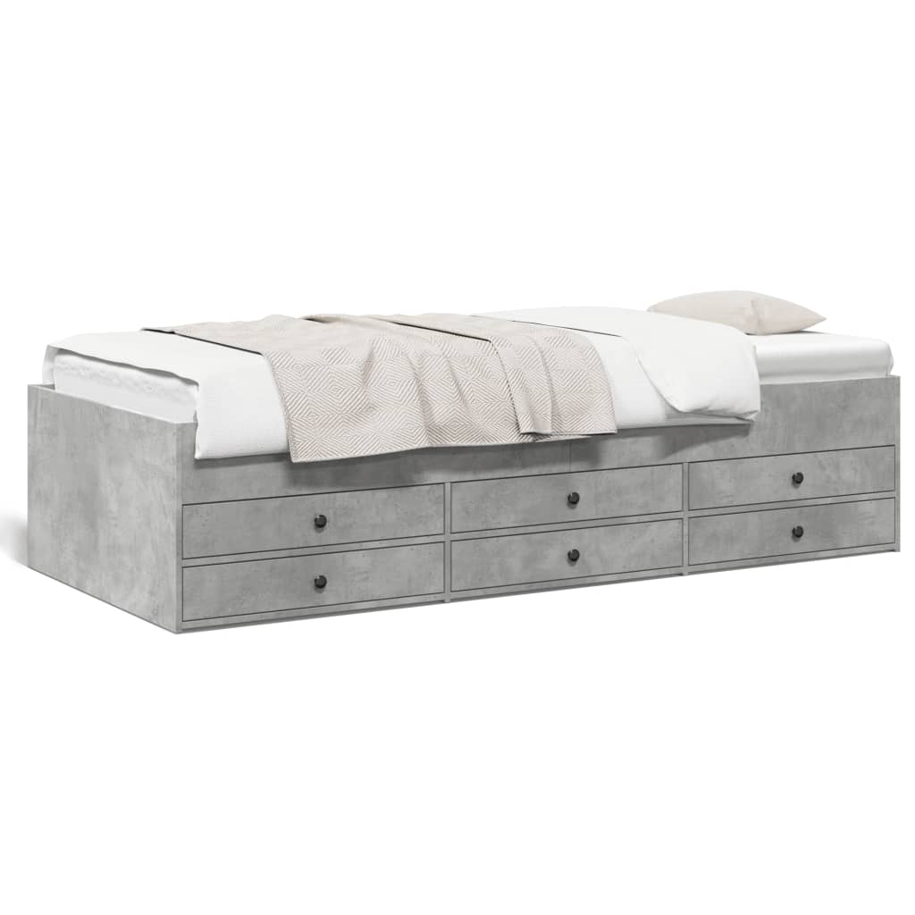 Lit de jour avec tiroirs sans matelas gris béton 90x190 cm - XIOS