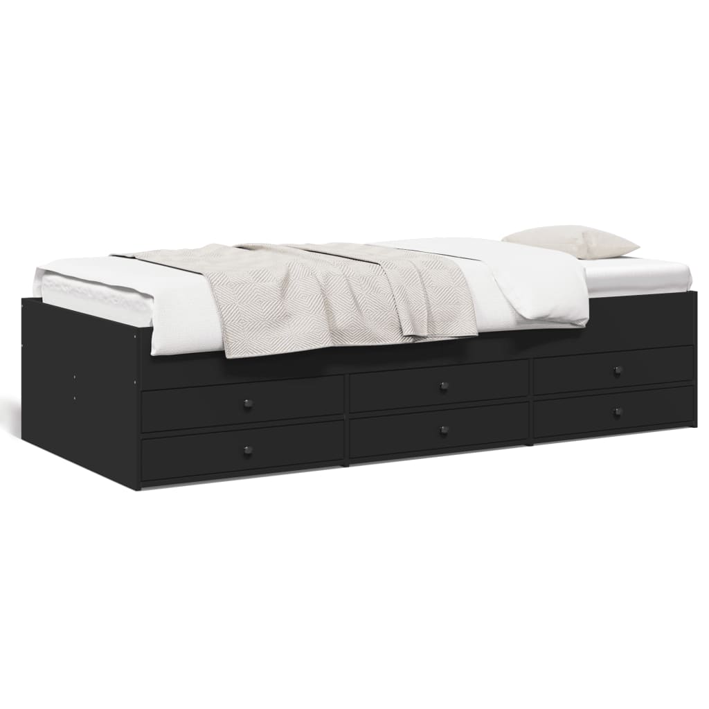 Lit de jour avec tiroirs sans matelas noir 75x190 cm - XIOS