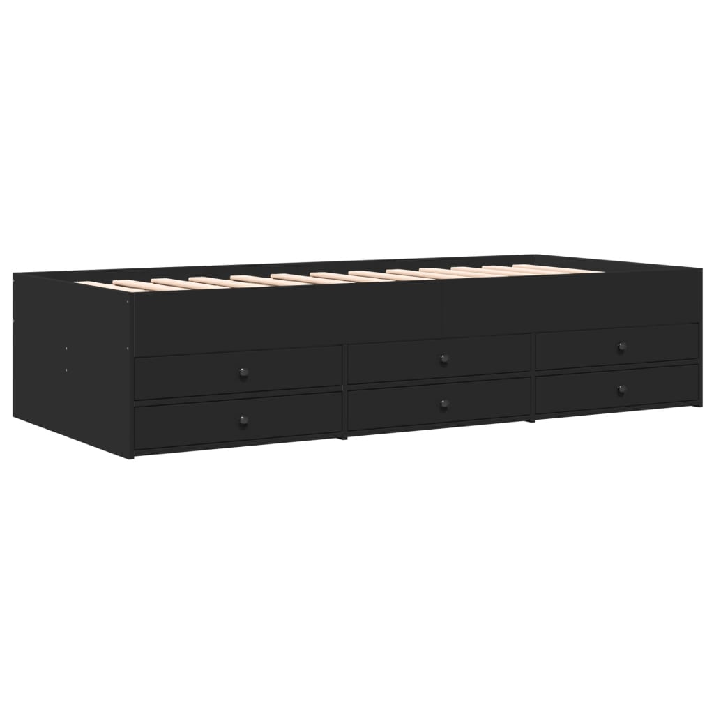 Lit de jour avec tiroirs sans matelas noir 75x190 cm - XIOS