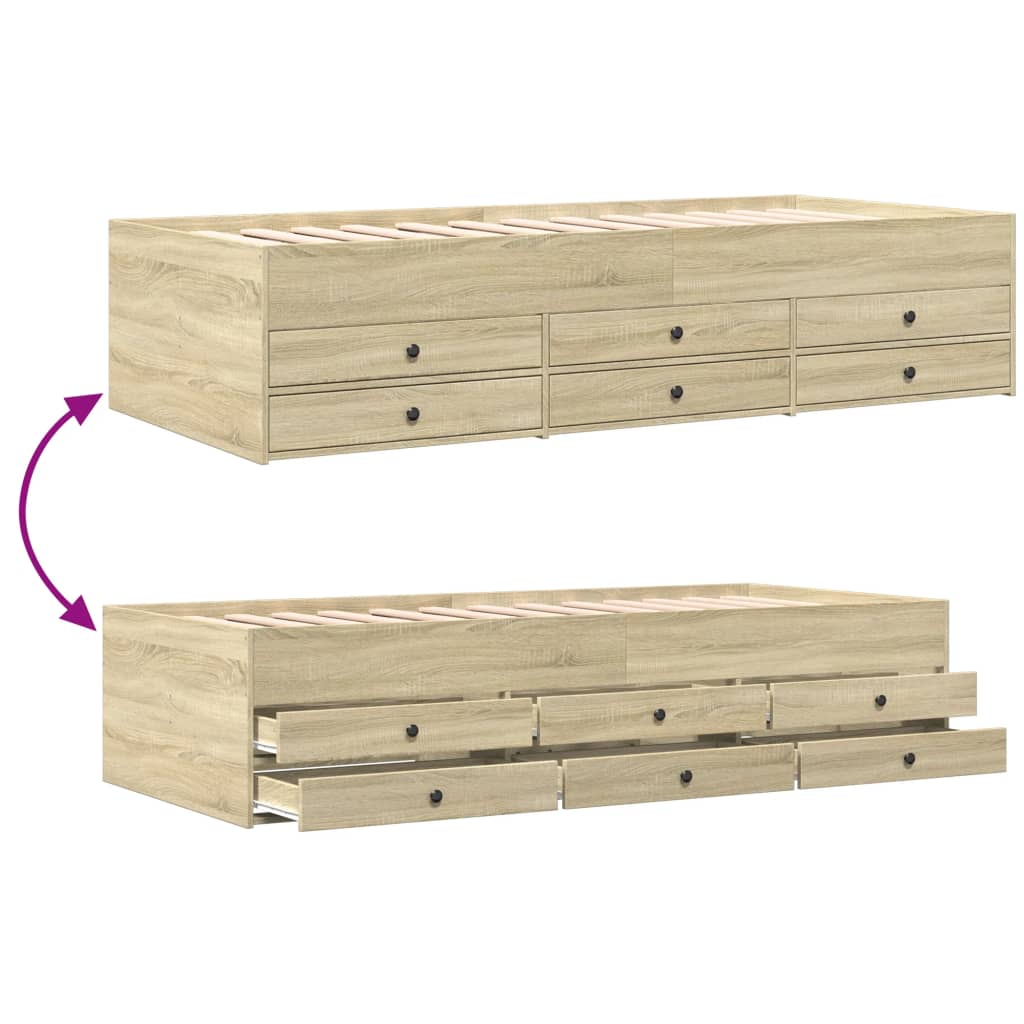 Lit de jour avec tiroirs sans matelas chêne sonoma 75x190 cm - XIOS