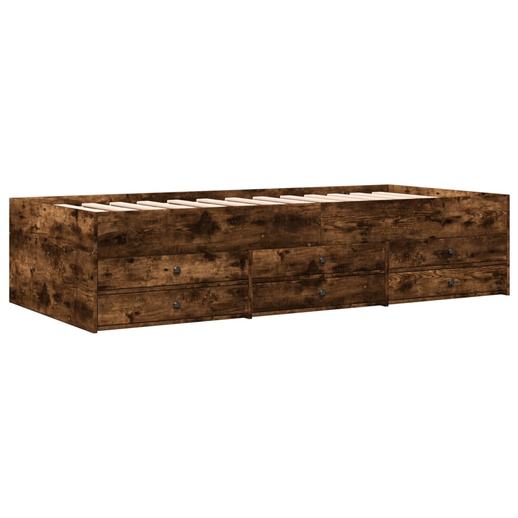 Lit de jour avec tiroirs sans matelas chêne fumé 75x190 cm - XIOS