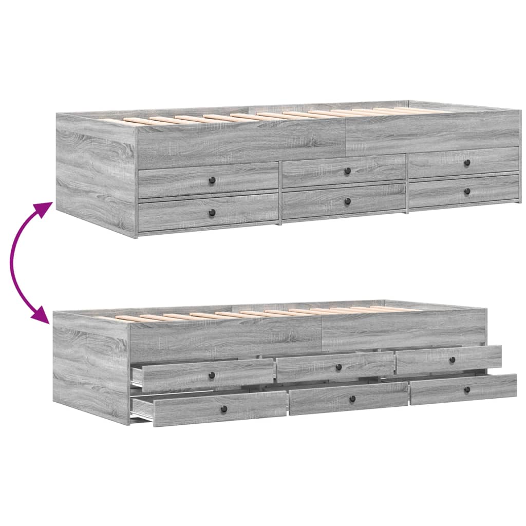 Lit de jour avec tiroirs sans matelas sonoma gris 75x190 cm - XIOS