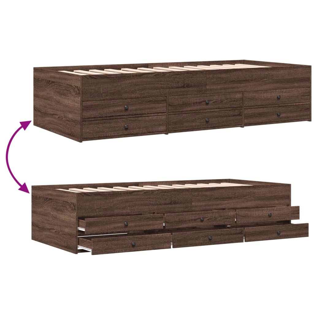 Lit de jour avec tiroirs sans matelas chêne marron 75x190 cm - XIOS