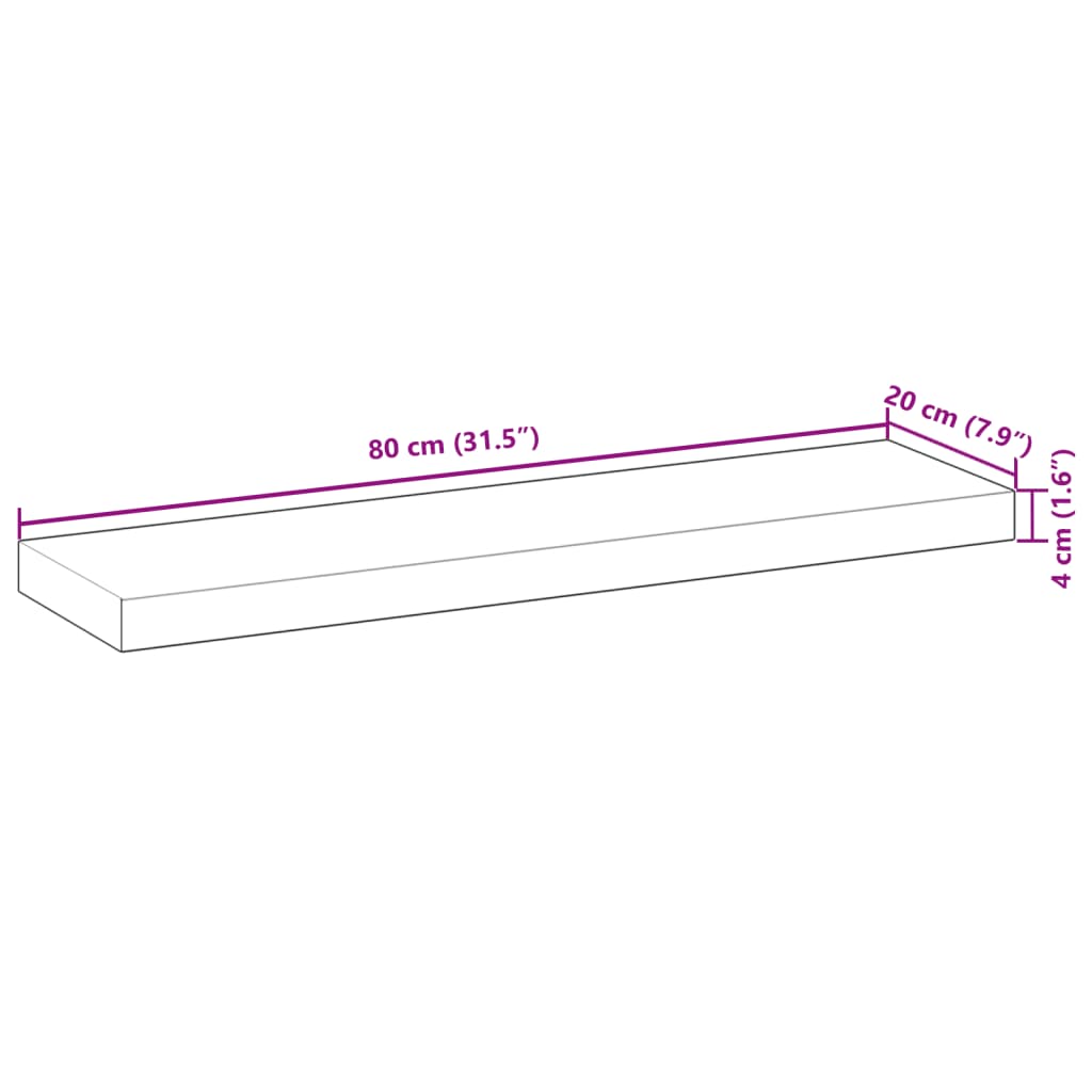 Étagères flottantes 4 pcs 80x20x4 cm acacia massif non traité - XIOS
