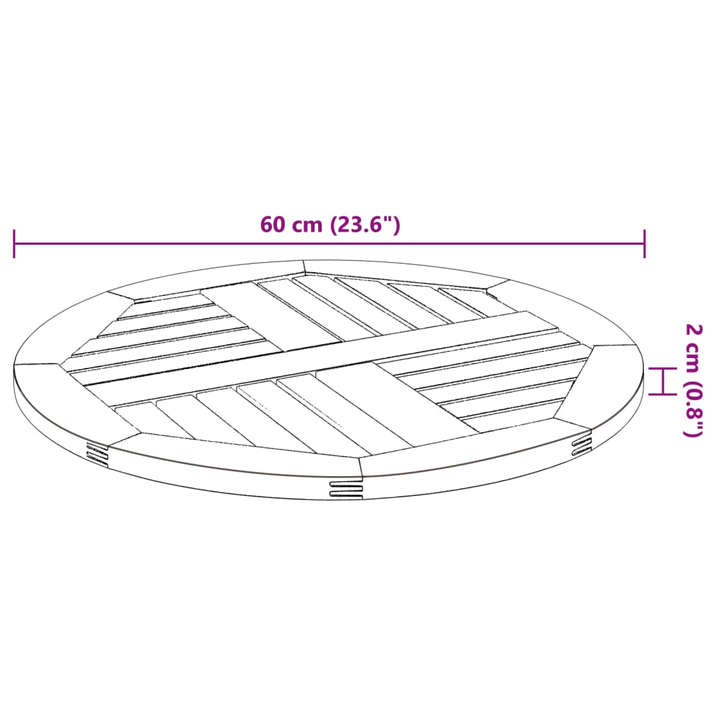 Dessus de table Ø60x2 cm rond bois massif d'acacia - XIOS