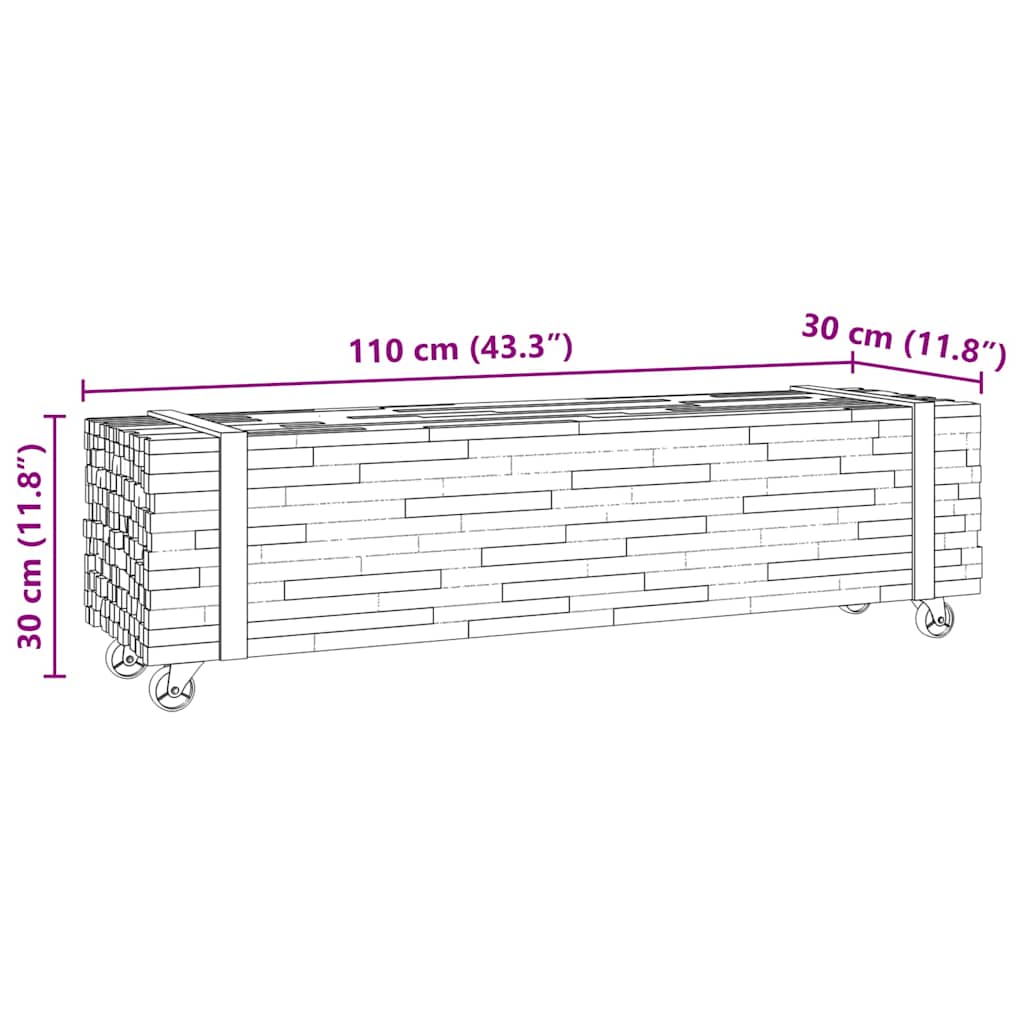 Meuble TV Marron 110 x 30 x 30 cm Bois de teck massif - XIOS