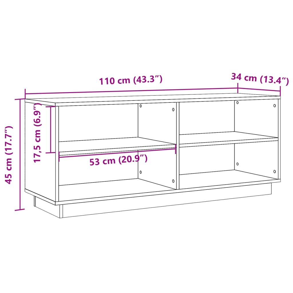 Armoire à chaussures cire marron 110x34x45 cm bois pin massif - XIOS