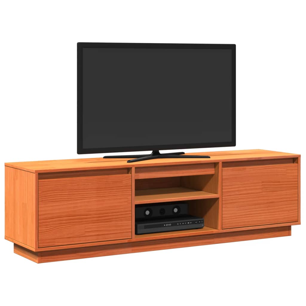 Meuble TV cire marron 140x35x40 cm bois pin massif - XIOS