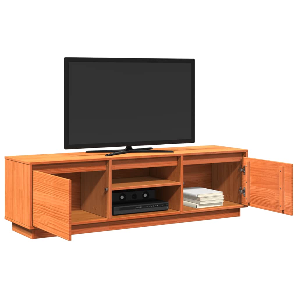Meuble TV cire marron 140x35x40 cm bois pin massif - XIOS