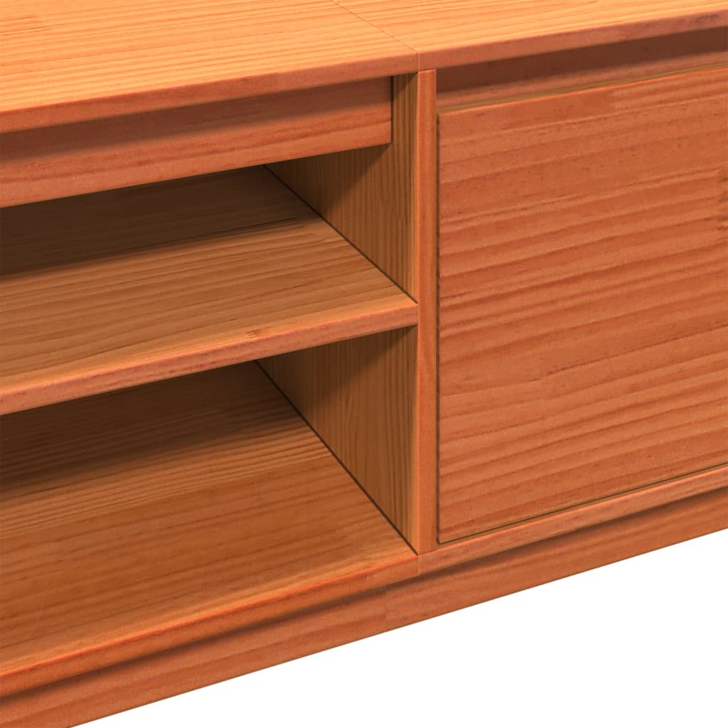 Meuble TV cire marron 140x35x40 cm bois pin massif - XIOS