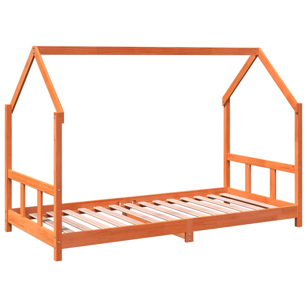 Cadre de lit d'enfants cire marron 90x190 cm bois de pin massif Lits bébés et enfants vidaXL   
