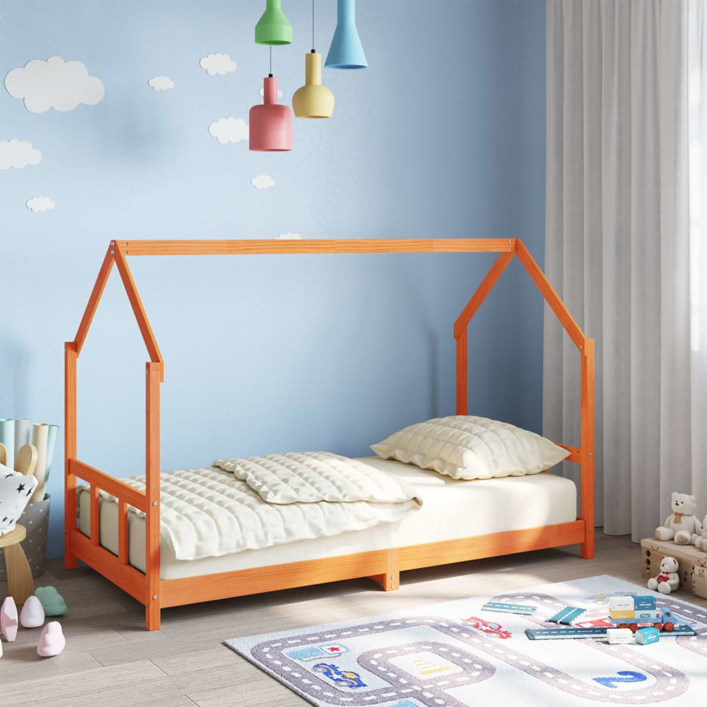 Cadre de lit d'enfants cire marron 90x190 cm bois de pin massif - XIOS