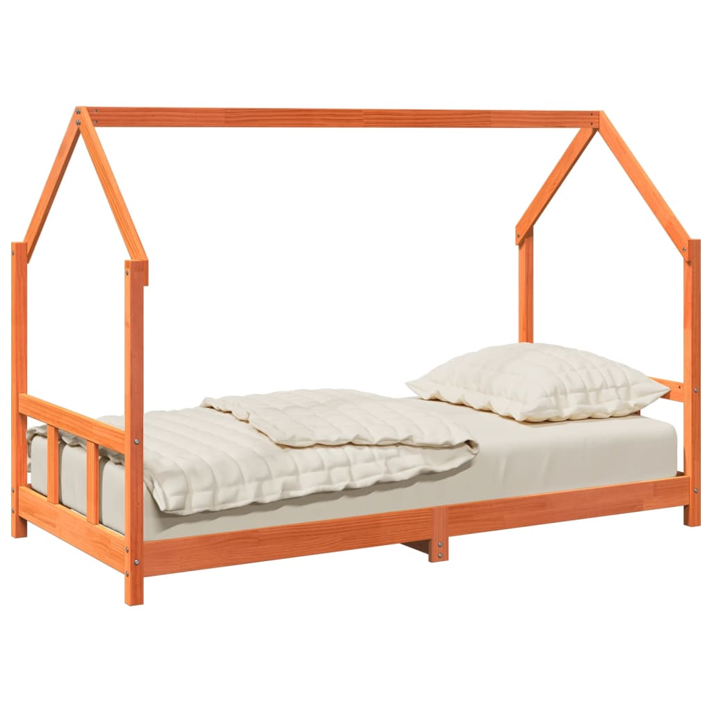 Cadre de lit d'enfants cire marron 90x190 cm bois de pin massif - XIOS