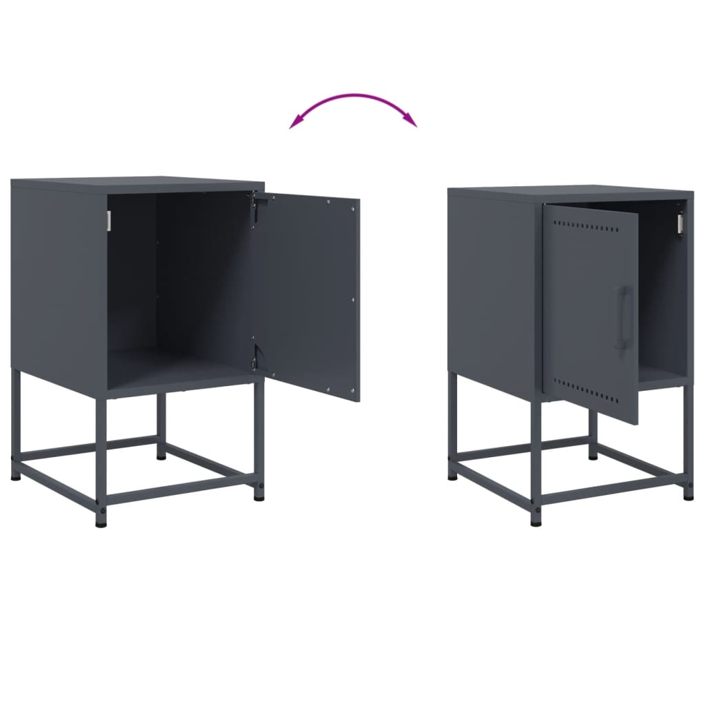 Tables de chevet 2 pcs anthracite 36x39x60,5 cm acier