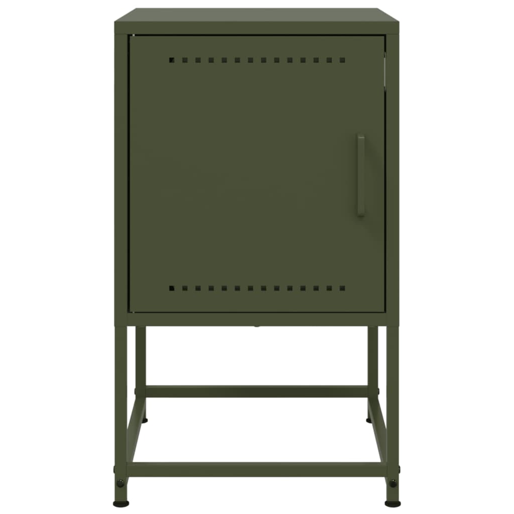 Tables de chevet 2 pcs noir vert olive 36x39x60,5 cm acier