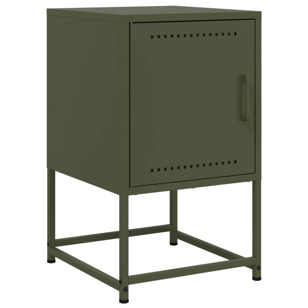 Tables de chevet 2 pcs noir vert olive 36x39x60,5 cm acier