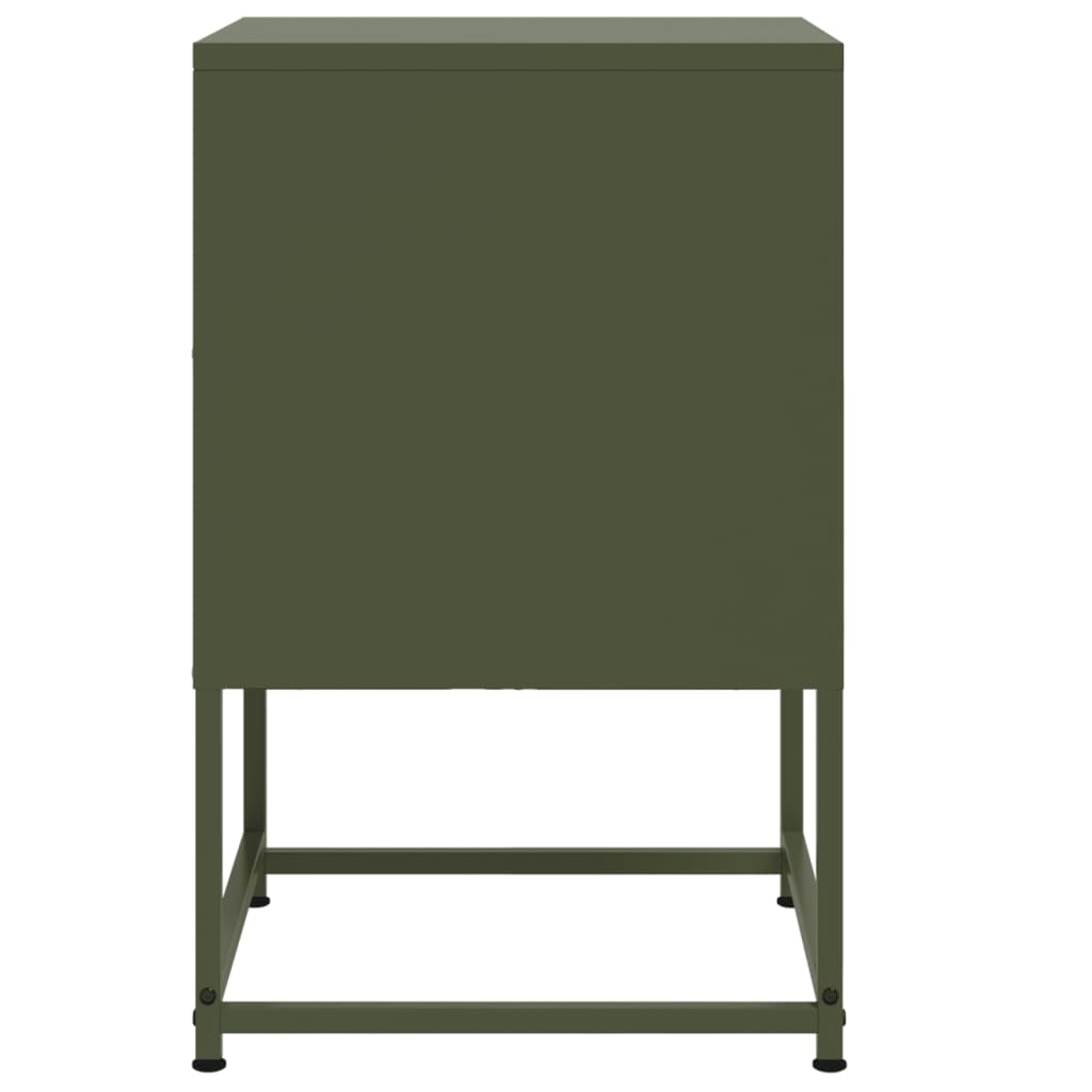 Tables de chevet 2 pcs noir vert olive 36x39x60,5 cm acier
