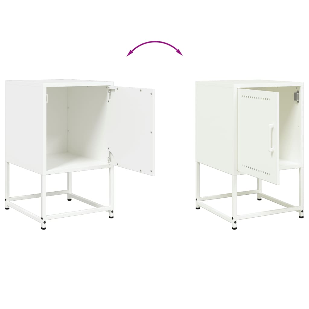 Tables de chevet 2 pcs blanc 36x39x60,5 cm acier