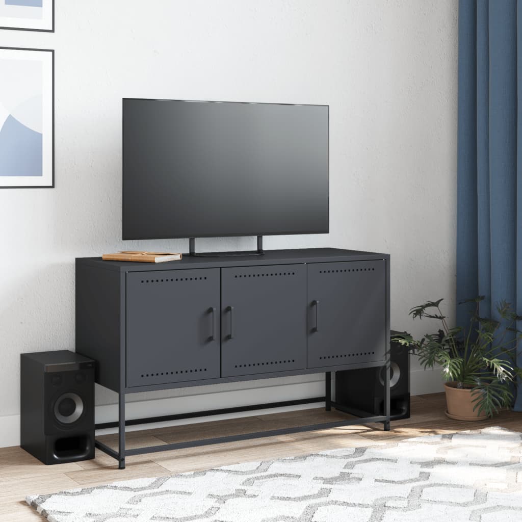 Meuble TV anthracite 100,5x39x60,5 cm acier - XIOS